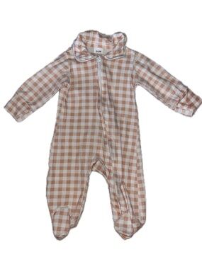 Amazon Peach and White Plaid Footed One-Piece